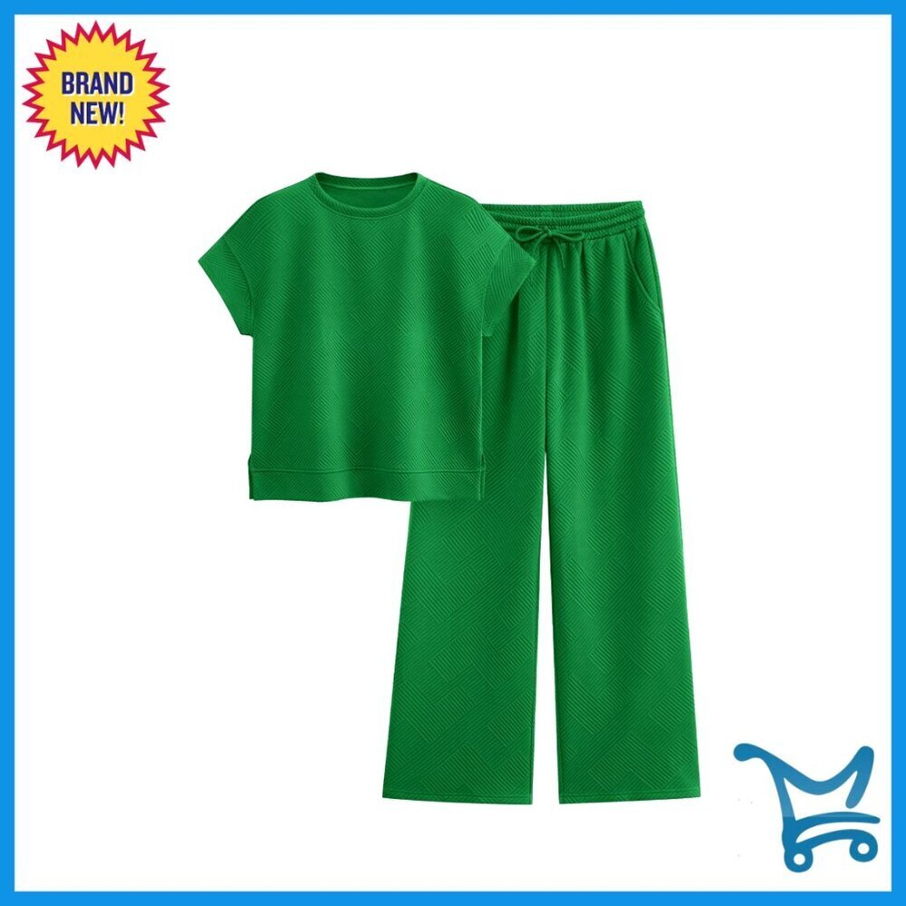 Oversized Lounge Set Casual Tracksuit Wide Leg Pants Pullover Top Comfortable